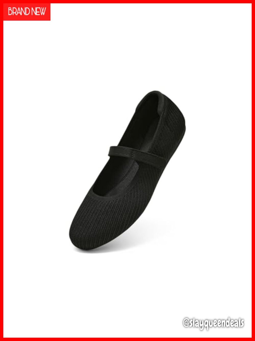 Ballet Flats Round Toe Mary Jane Adjustable Strap Knit Slip On Shoes